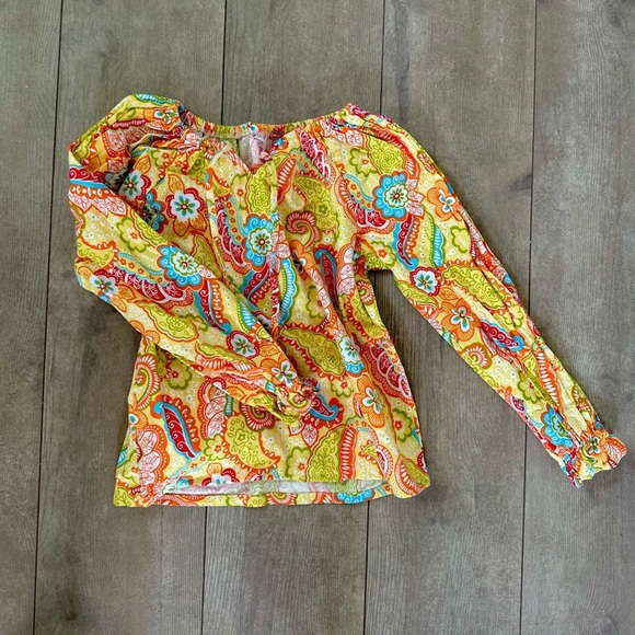 70s inspired girls boho floral paisley peasant blouse size 6 - Picture 7 of 9